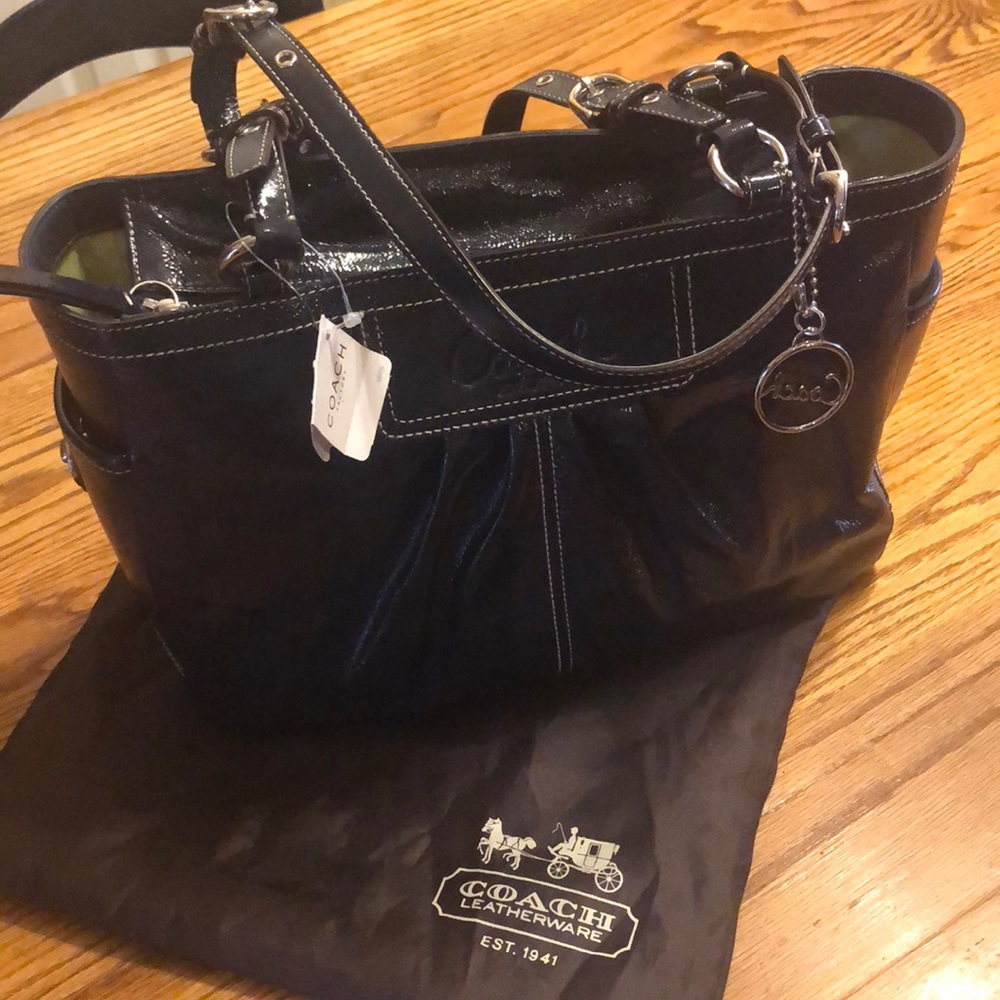 NWT COACH Blue patent leather